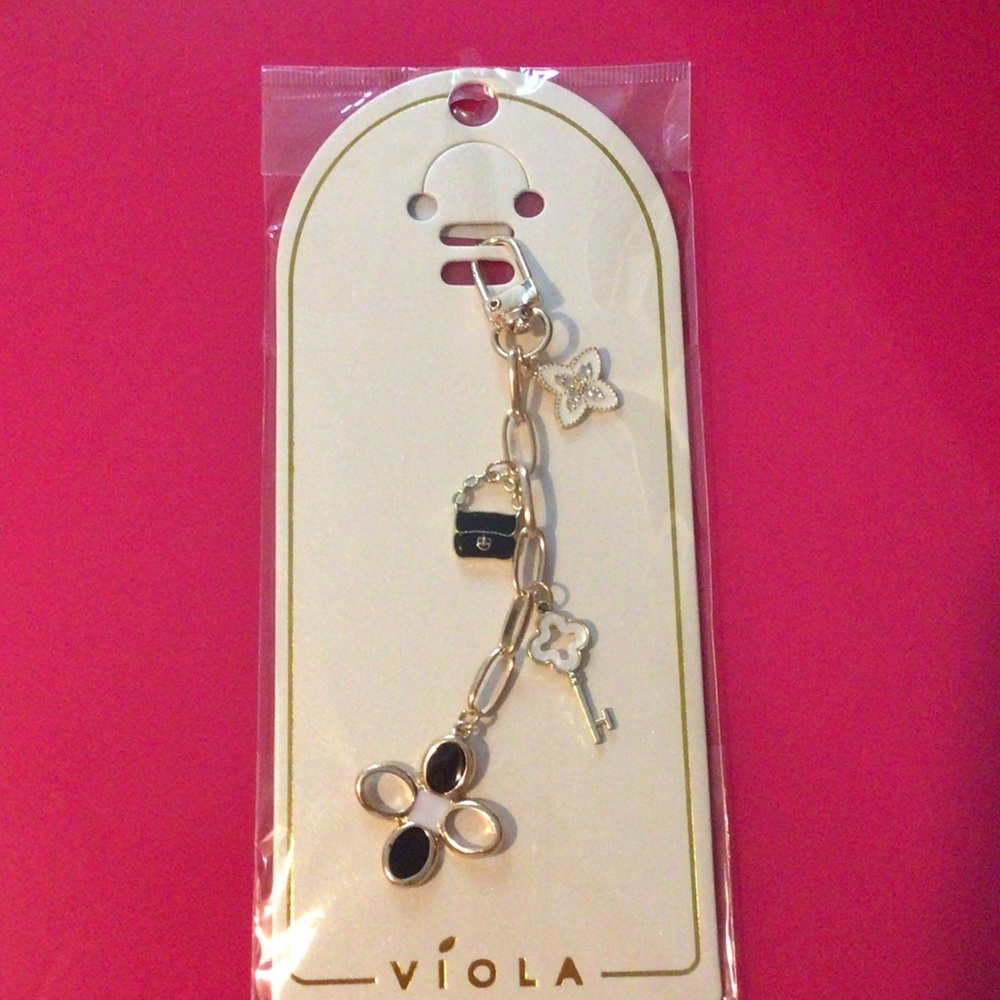 Silver and Black Phone Charm